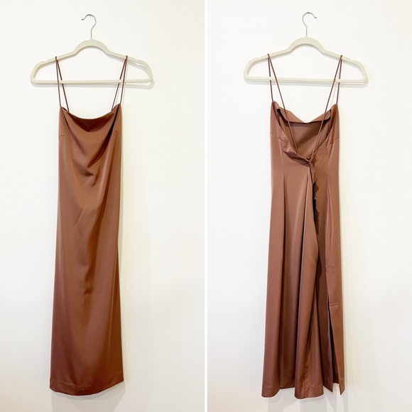 NBD Malia Midi Dress Sheen Satin Mauve Size M - Picture 4 of 9